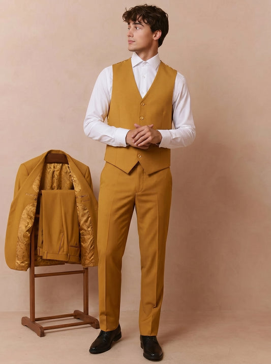 Men's Mustard Gold 3 Piece Suit