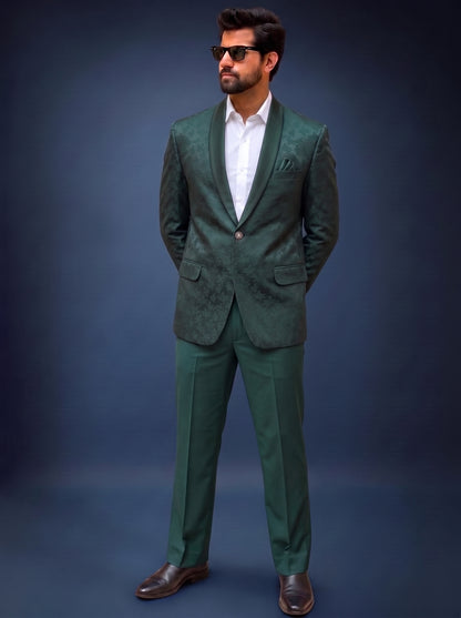 Club AK Men's Premium Emerald Green Satin Finish Two-Piece Suit