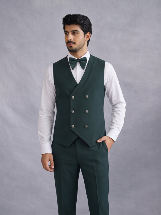 Club AK Emerald Green 3 Piece Tuxedo Suit for Men | Premium Wedding Wear
