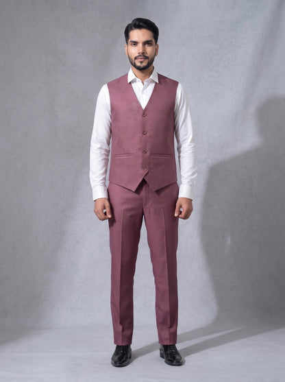 CLUB AK Men's Premium Dusty Rose Three-Piece Suit for Men | Elegant Reception & Party Wear