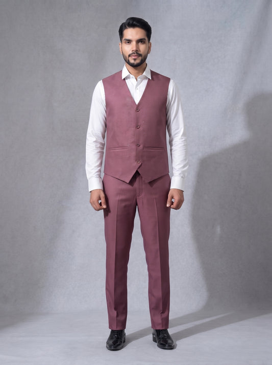 CLUB AK Men's Premium Dusty Rose Three-Piece Suit for Men | Elegant Reception & Party Wear