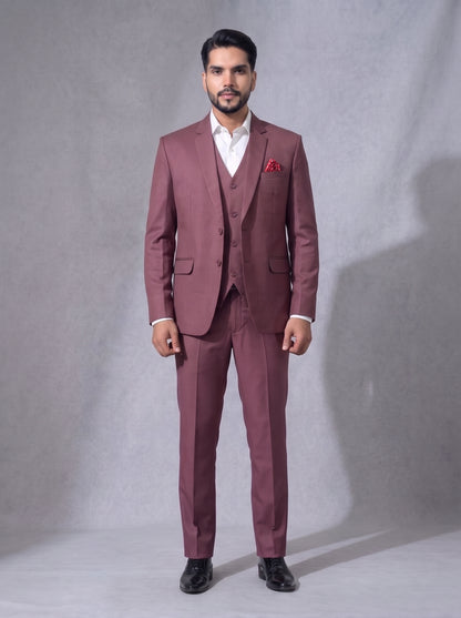 CLUB AK Men's Premium Dusty Rose Three-Piece Suit for Men | Elegant Reception & Party Wear