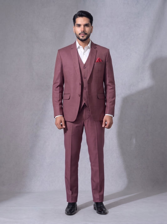 CLUB AK Men's Premium Dusty Rose Three-Piece Suit for Men | Elegant Reception & Party Wear
