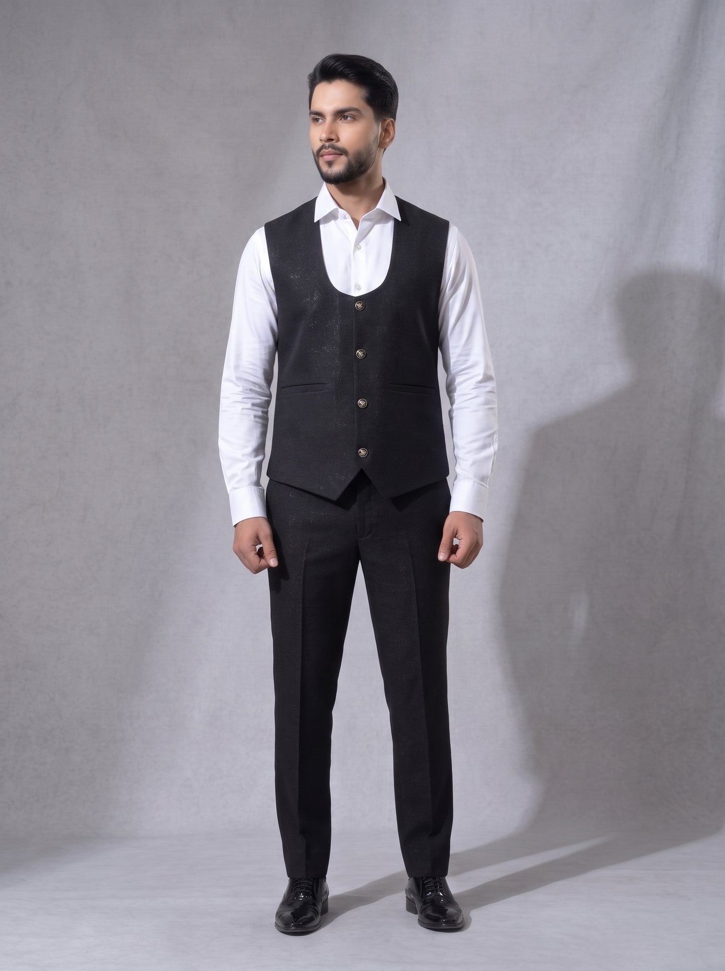 CLUB AK Men's Premium Black Three-Piece Suit for Men | Stylish Formal Wedding & Party Wear
