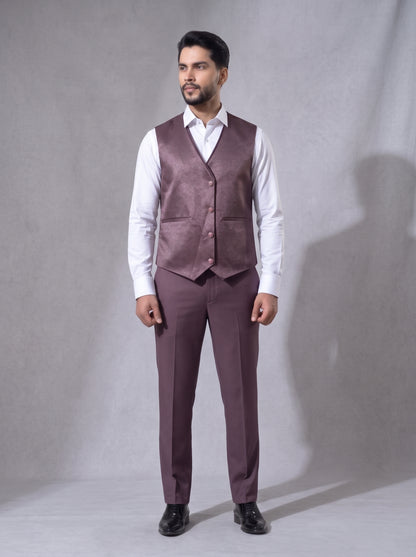 Club AK Men's Premium Mauve Shimmer 3 Piece Suit | Luxury Wedding, Reception & Party Wear