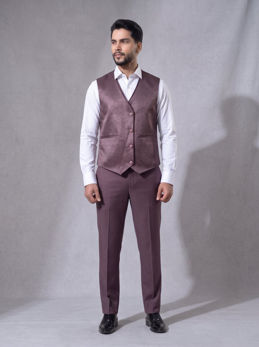 Club AK Men's Premium Mauve Shimmer 3 Piece Suit | Luxury Wedding, Reception & Party Wear