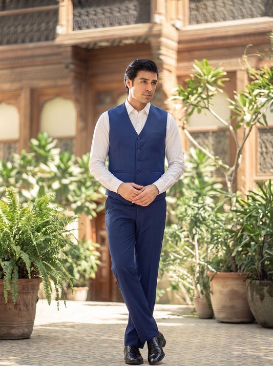Club AK Men's Royal Blue Premium Three-Piece Suit