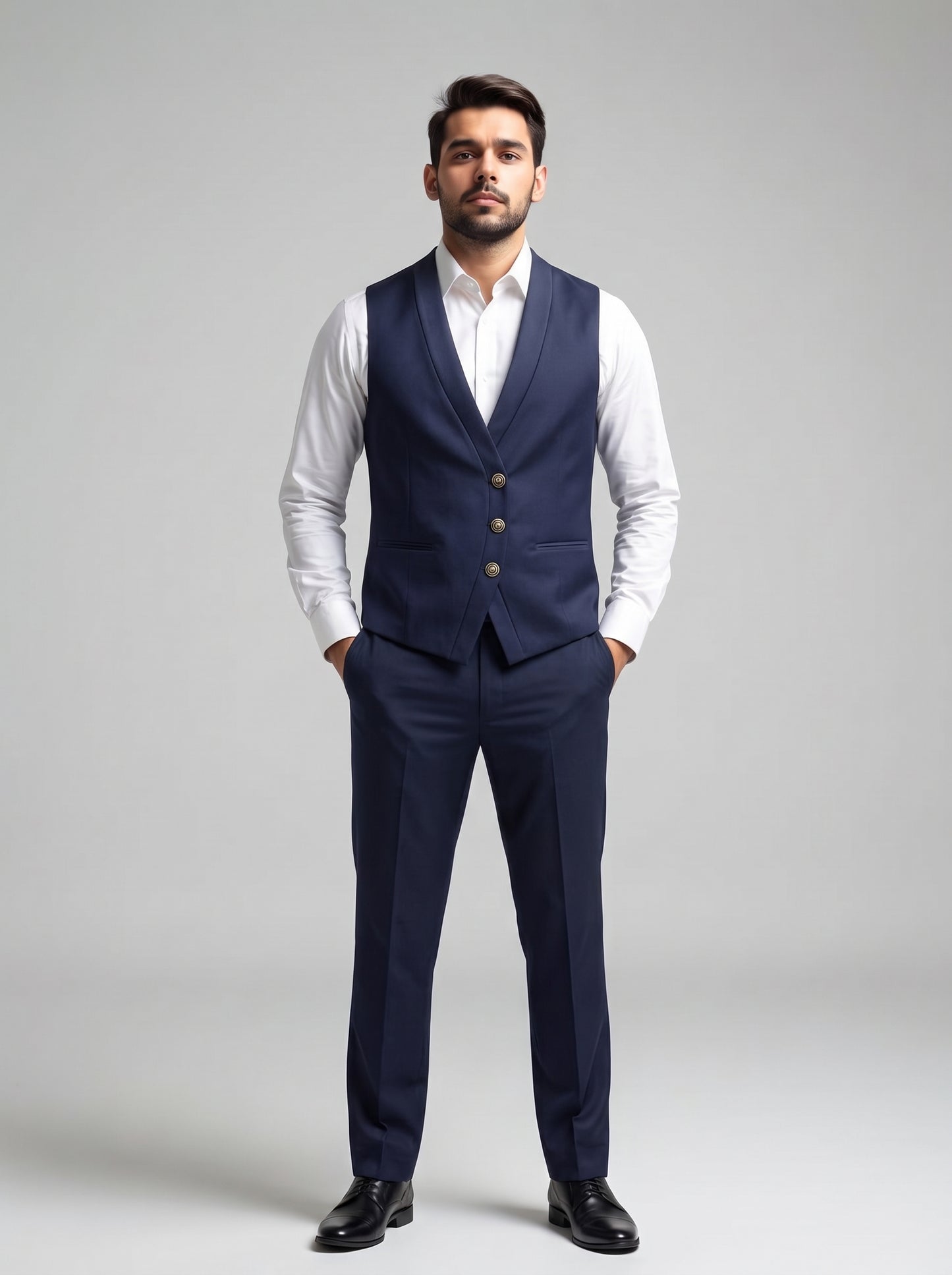 Club AK Men's Premium Black Textured Three-Piece Tuxedo Suit with Satin Shawl Lapel