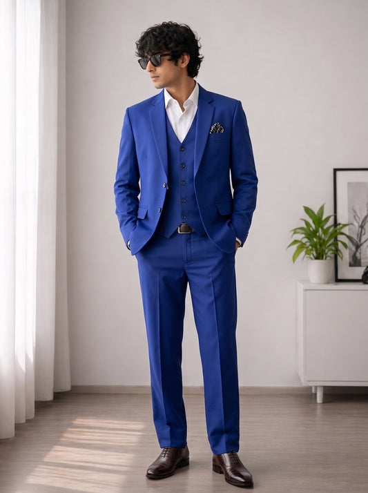 Club AK Men's Royal Blue 3 Piece Suit