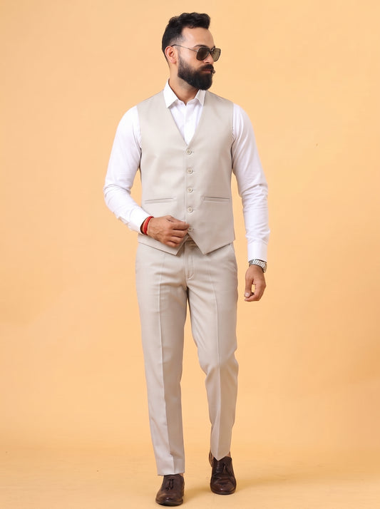 Club AK Men's Light Grey 3 Piece Suit for Men | Premium Slim Fit Blazer, Waistcoat and Trouser Set