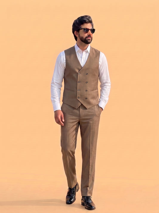 Club AK Men's Premium Beige 3 Piece Suit for Men