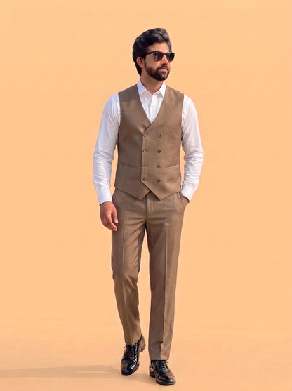 Club AK Men's Premium Beige 3 Piece Suit for Men