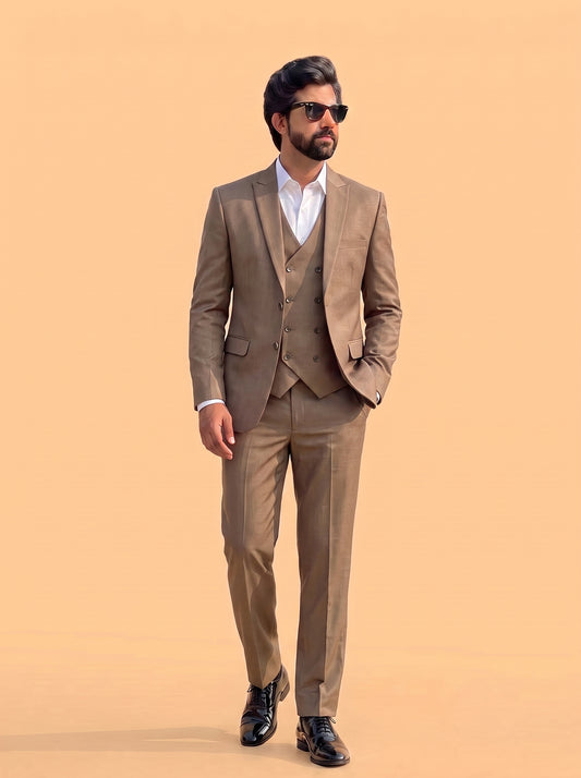 Club AK Men's Premium Beige 3 Piece Suit for Men