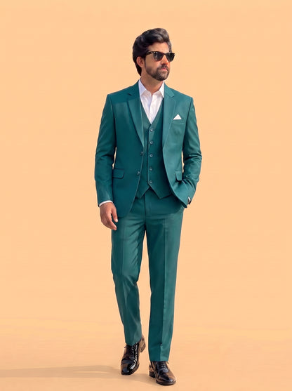 Club AK Men's Premium Emerald Green 3 Piece Suit for Men