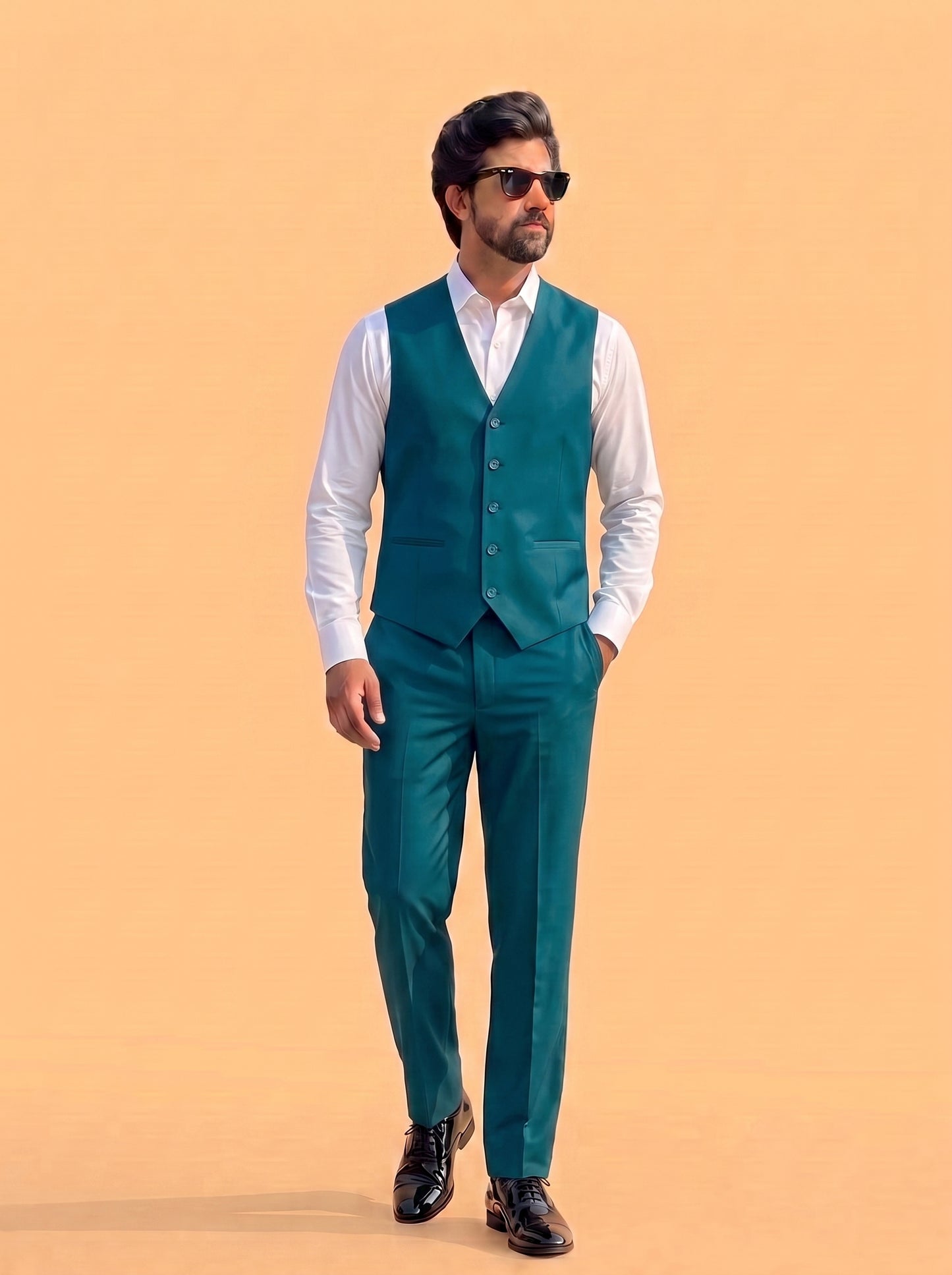 Club AK Men's Premium Emerald Green 3 Piece Suit for Men