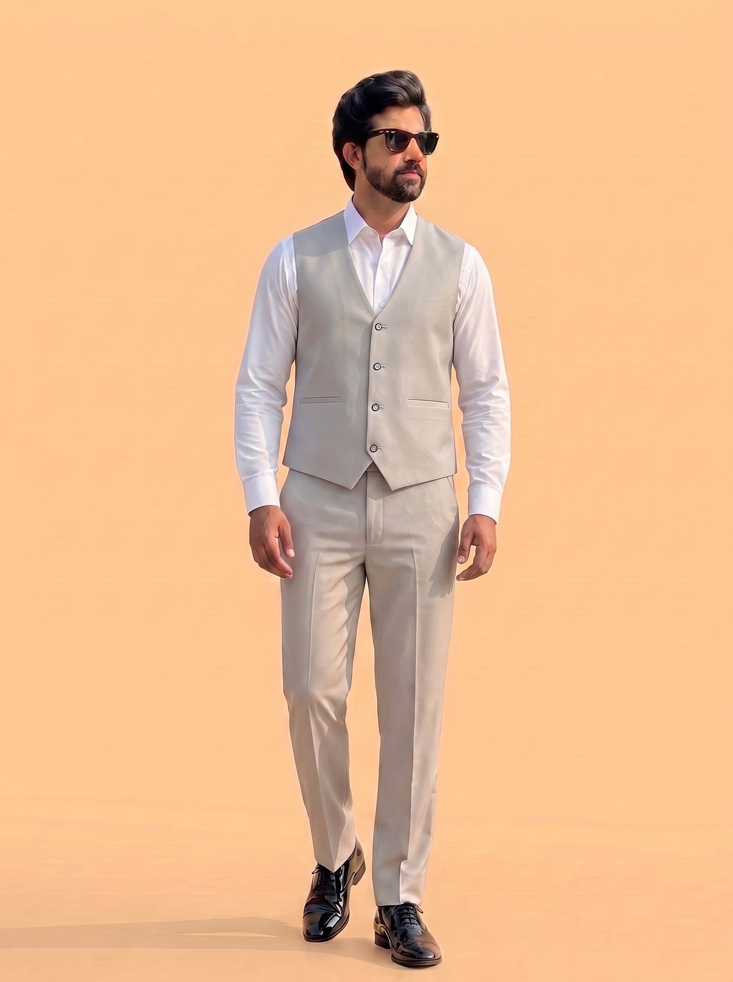 Club AK Men's Premium Off White 3 Piece Suit for Men