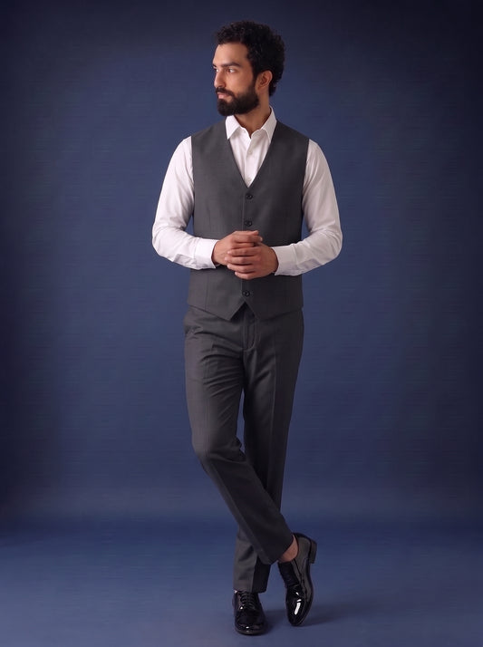 Club AK Men's Premium Dark Grey 3 Piece Suit for Men