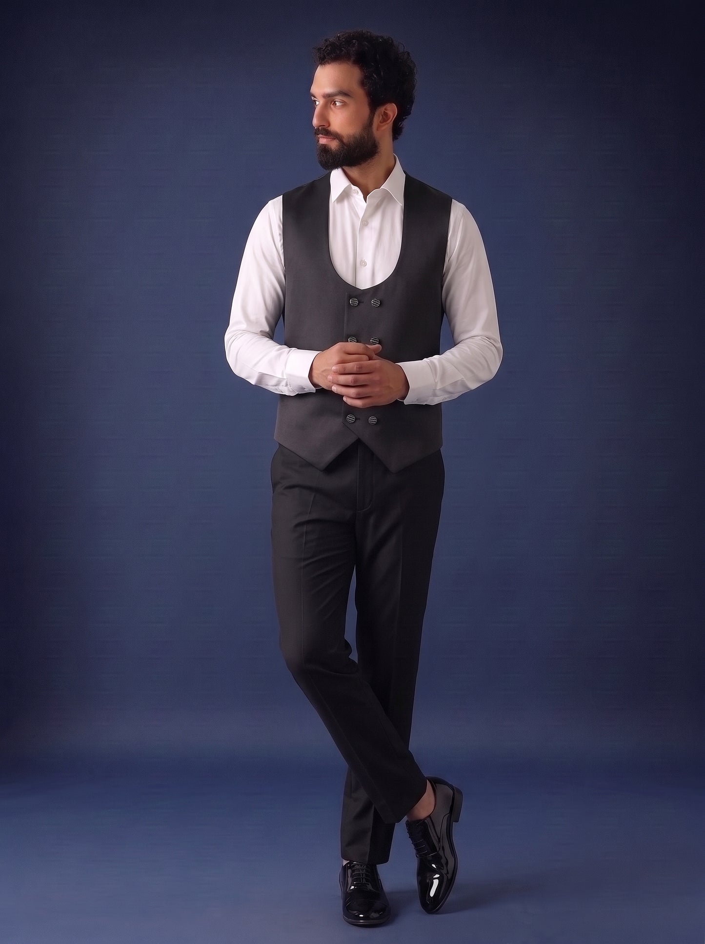 Club AK Men's Premium Black Jacquard 3 Piece Suit for Men