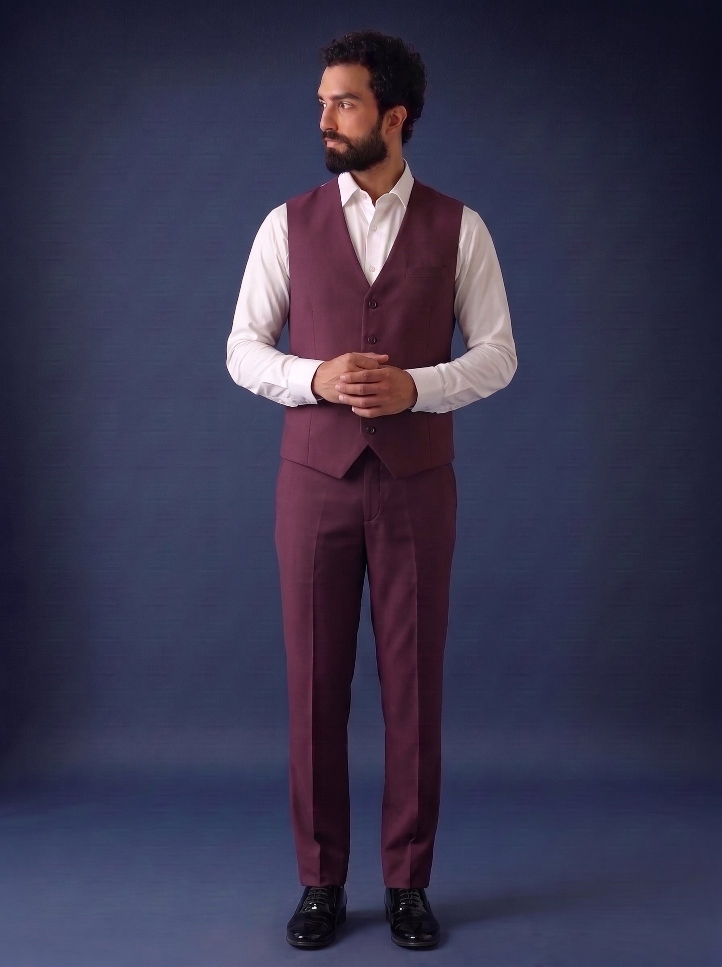 Club AK Men's Premium Wine Maroon 3 Piece Suit for Men