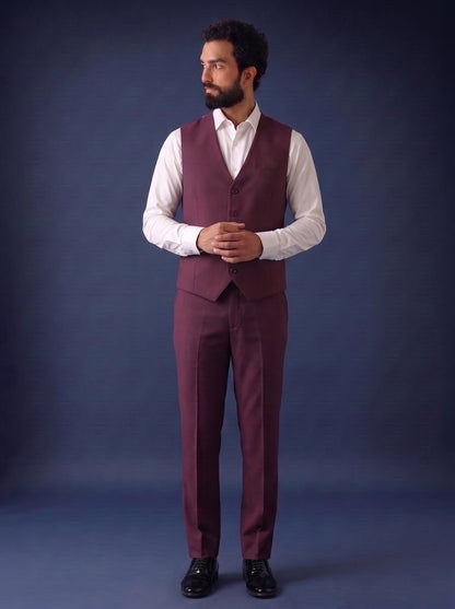 Club AK Men's Premium Wine Maroon 3 Piece Suit for Men