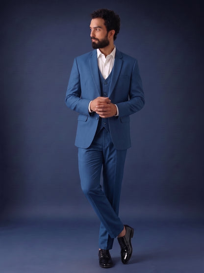 Club AK Men's Premium Sky Blue 3 Piece Suit for Men
