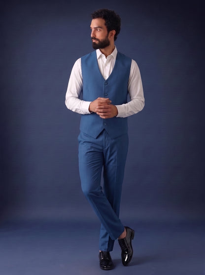 Club AK Men's Premium Sky Blue 3 Piece Suit for Men