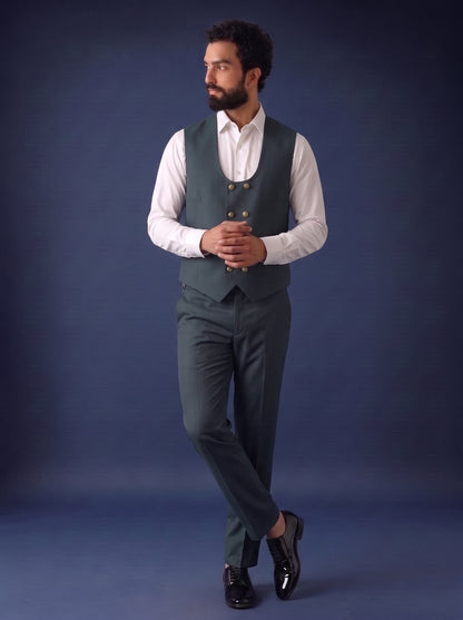 Club AK Men's Premium Teal Green 3 Piece Suit for Men