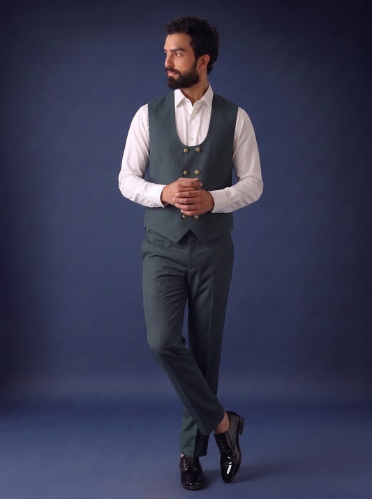 Club AK Men's Premium Teal Green 3 Piece Suit for Men