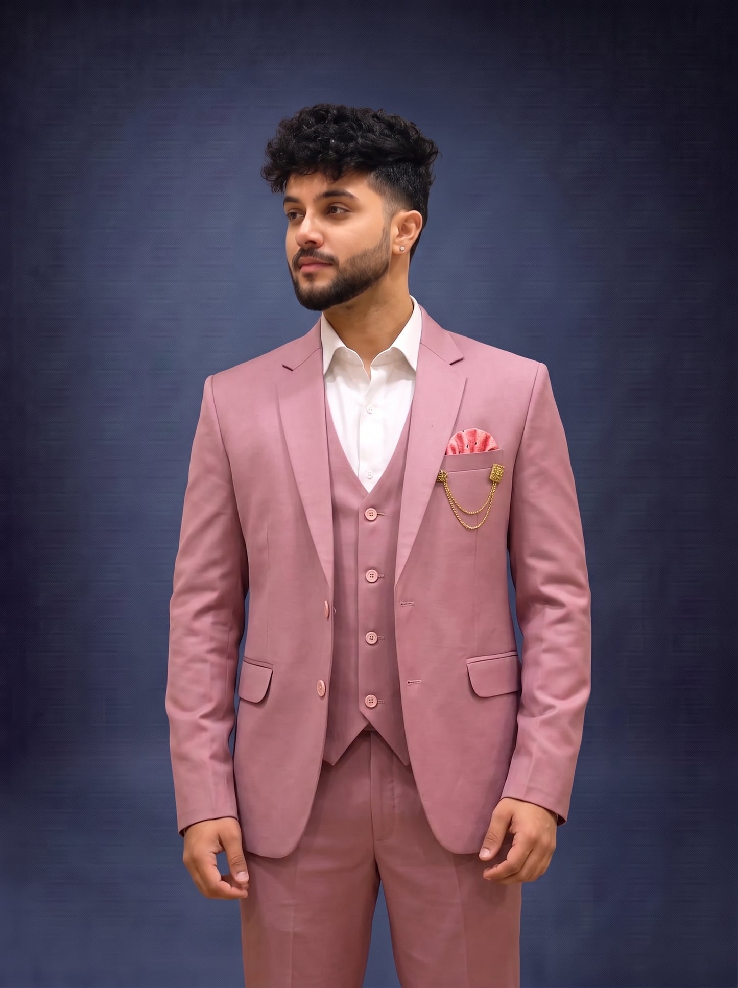 Club AK Men's Premium Dusty Pink 3 Piece Suit for Men