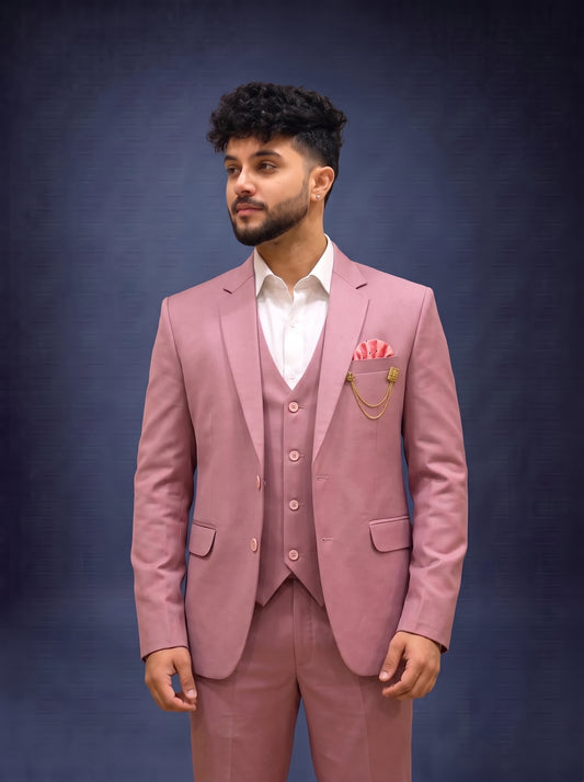 Club AK Men's Premium Dusty Pink 3 Piece Suit for Men