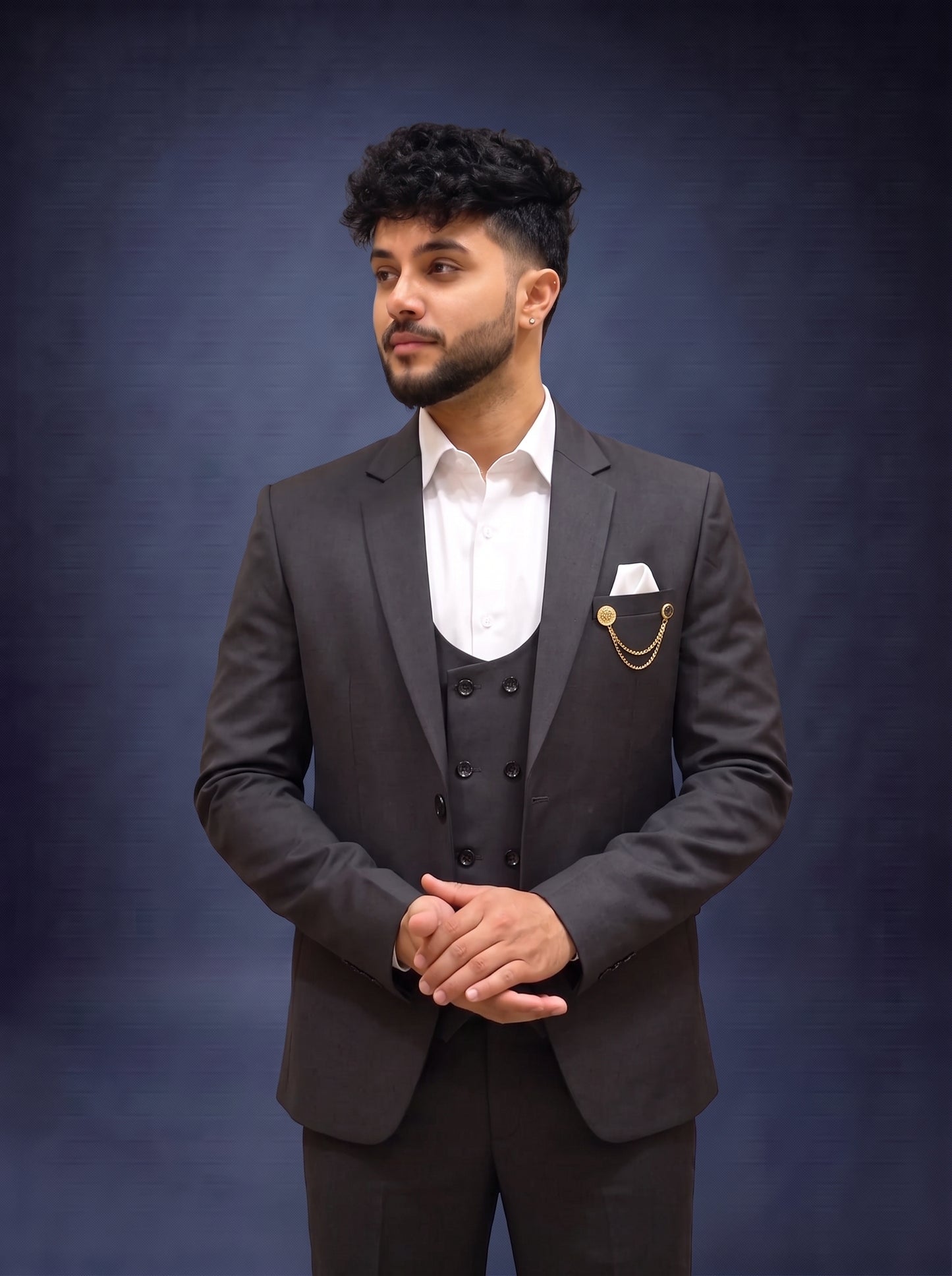 Club AK Men's Premium Black 3 Piece Suit for Men