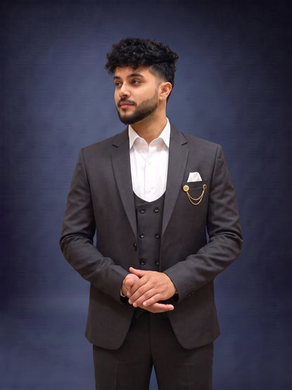 Club AK Men's Premium Black 3 Piece Suit for Men