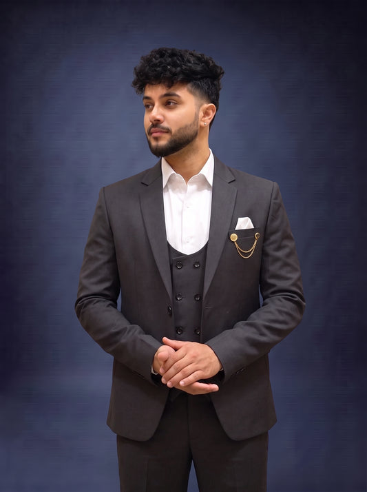 Club AK Men's Premium Black 3 Piece Suit for Men