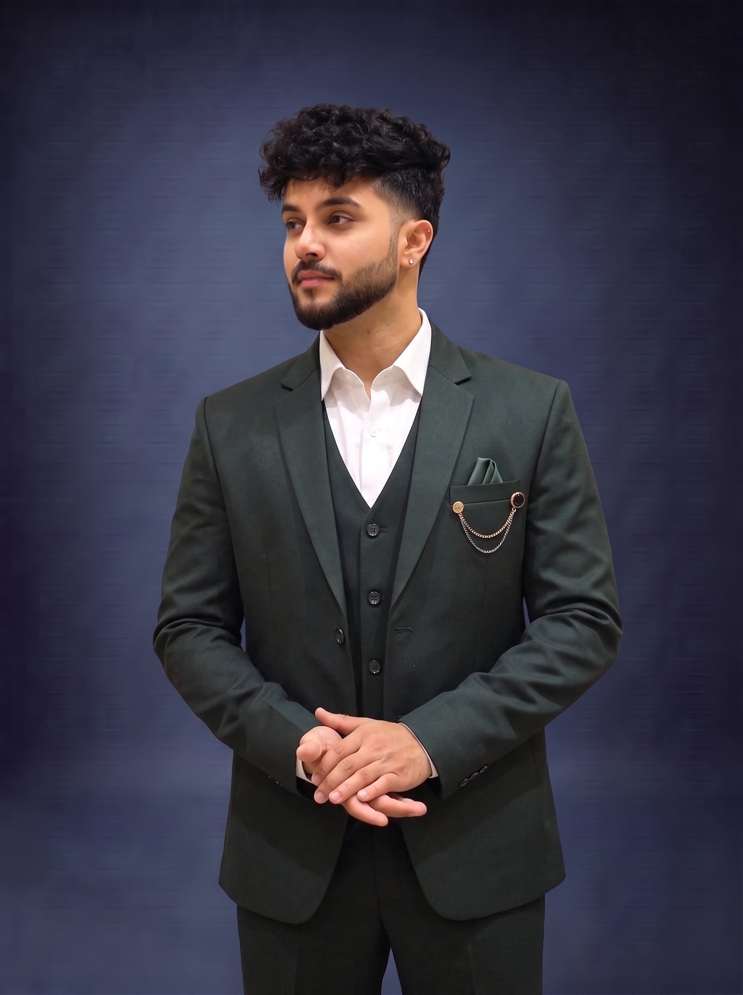 Club AK Men's Premium Dark Green 3 Piece Suit for Men