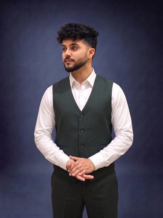 Club AK Men's Premium Dark Green 3 Piece Suit for Men
