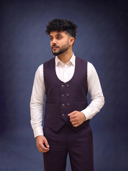 Club AK Men's Premium Deep Wine Purple 3 Piece Suit for Men