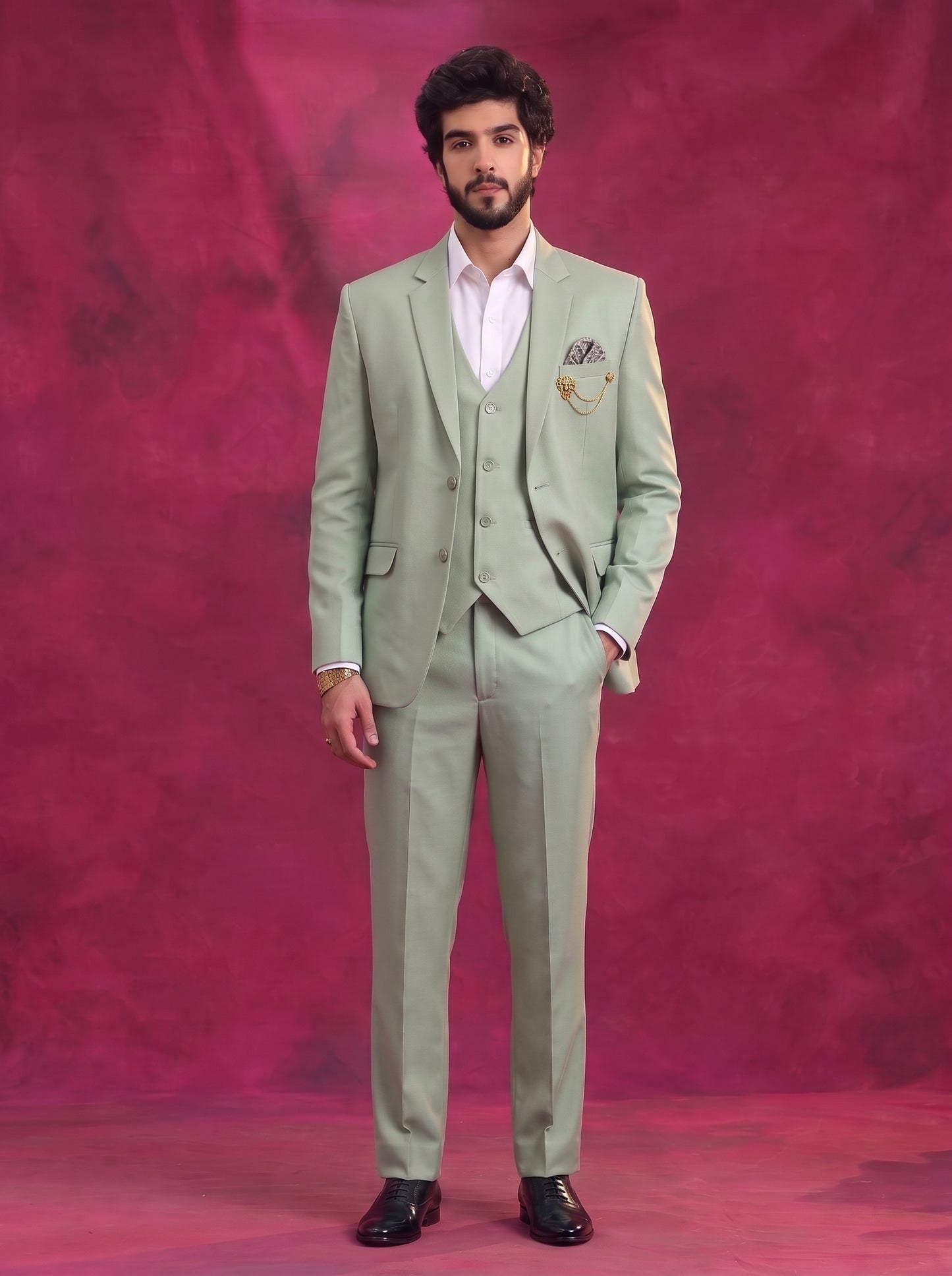 Club AK Men's Sage Green 3 Piece Suit Set