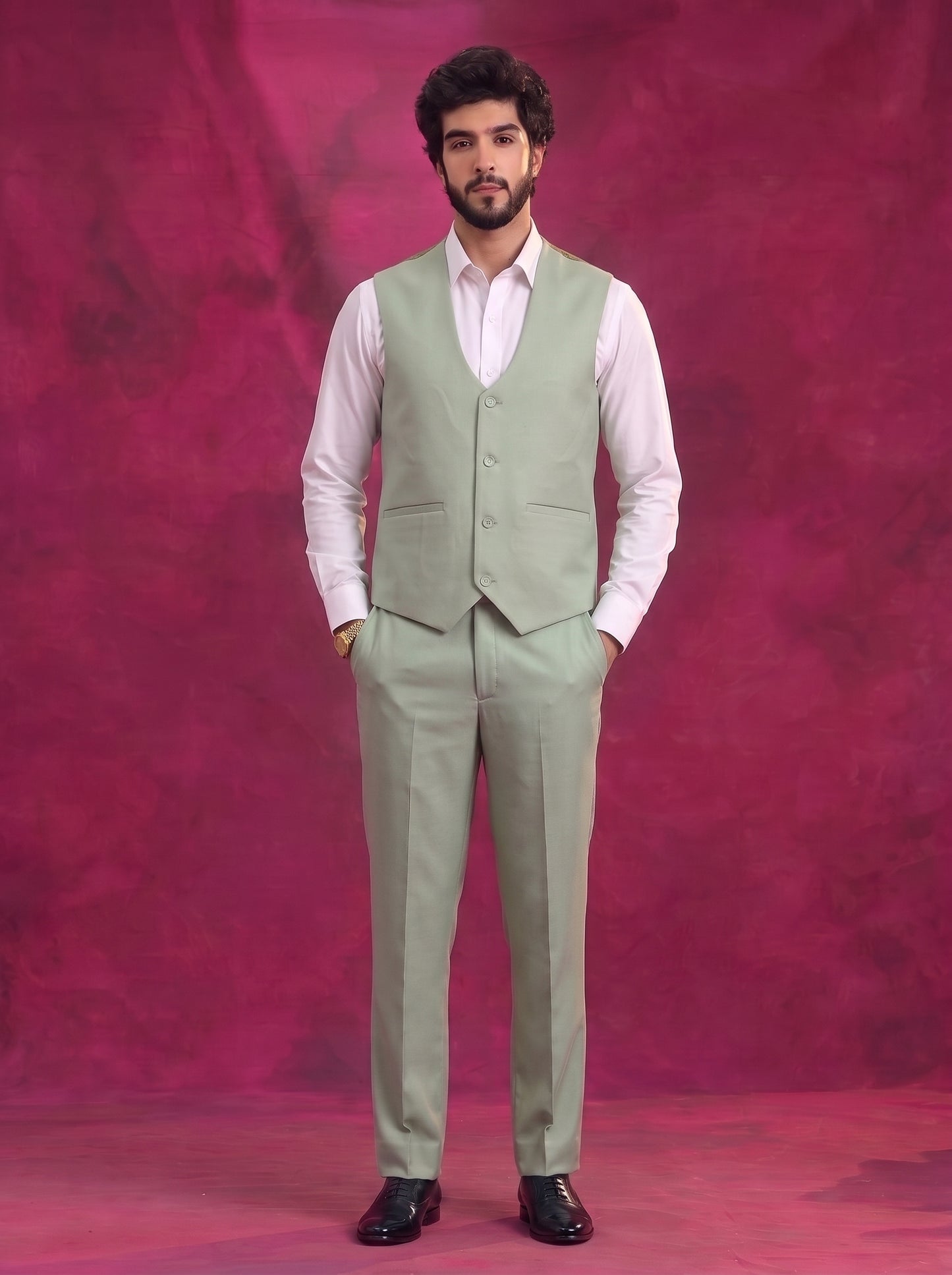 Club AK Men's Sage Green 3 Piece Suit Set