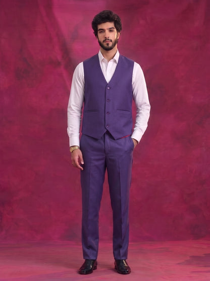 Club AK Men's Purple Three Piece Suit Set