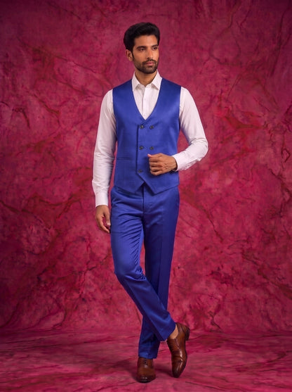Club AK Men's Royal Blue Three Piece Suit