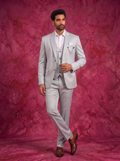 Club AK Men's Pearl White Three Piece Suit