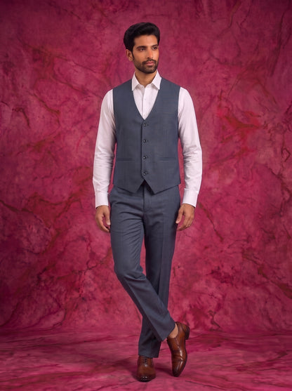 Club AK Men's Charcoal Grey Three Piece Suit