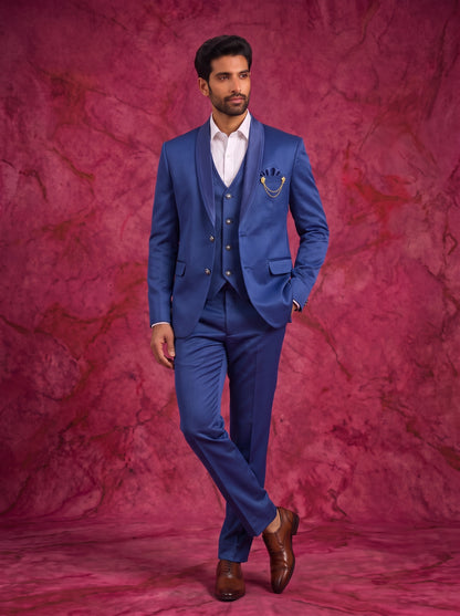 Club AK Men's Royal Blue Three Piece Suit