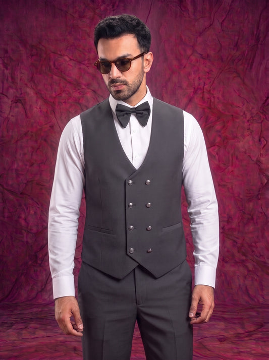 Club AK Men’s Embroidered Black Three Piece Tuxedo Suit