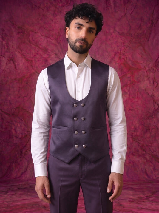Club AK Men’s Premium Textured Purple Three Piece Suit