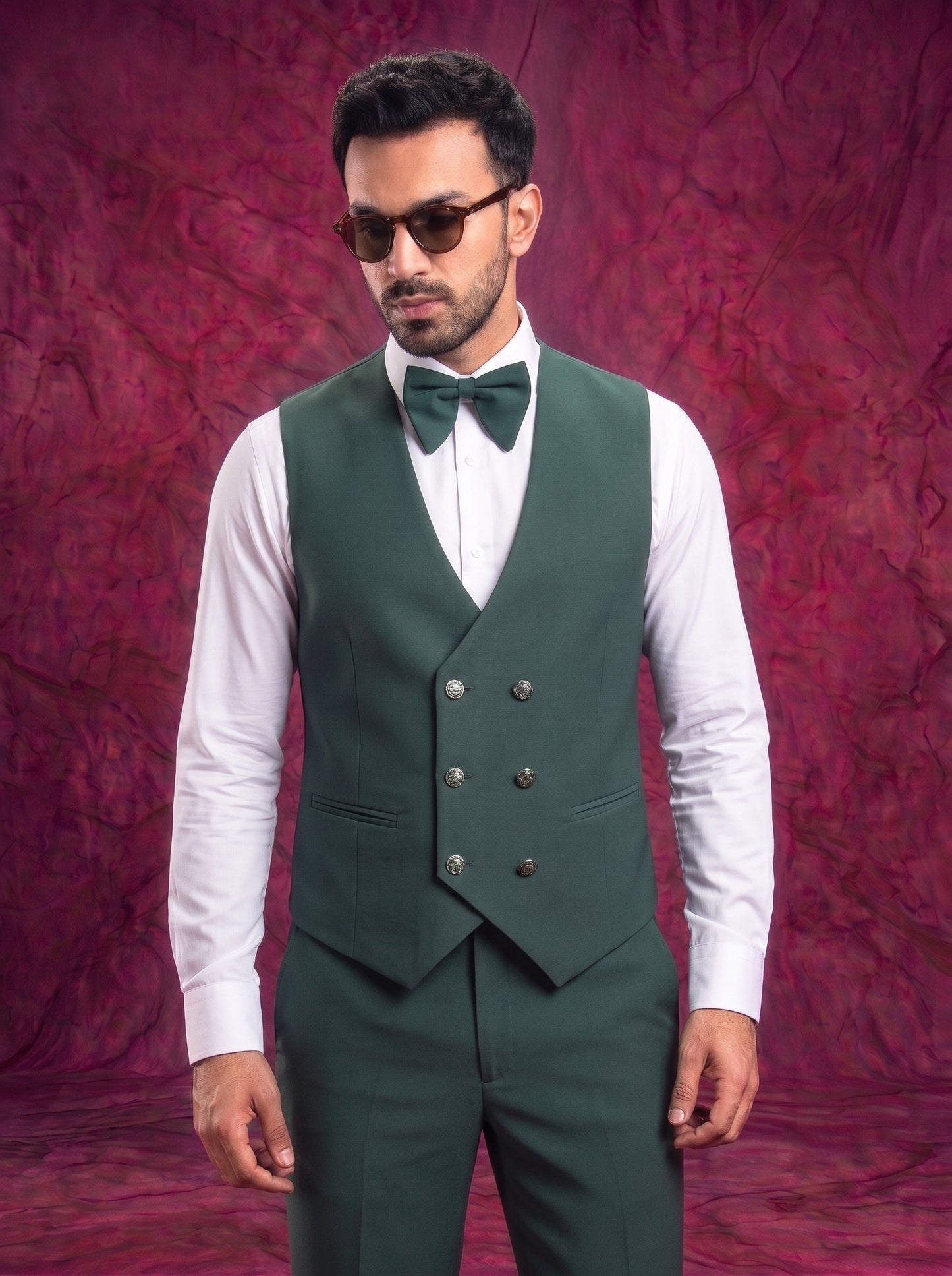 Club AK Men’s Premium Emerald Green Three Piece Tuxedo Suit