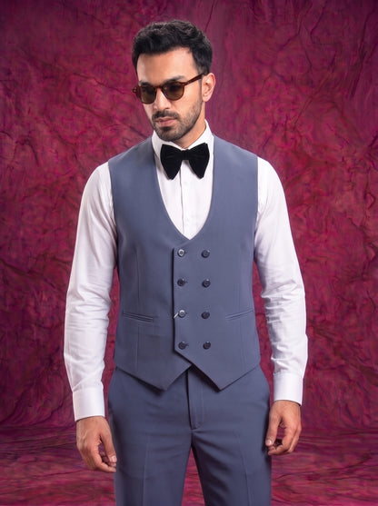 Club AK Men’s Premium Steel Blue Three Piece Tuxedo Suit