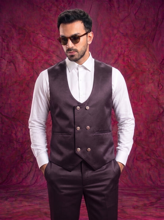 Club AK Men’s Premium Dark Wine Three Piece Tuxedo Suit