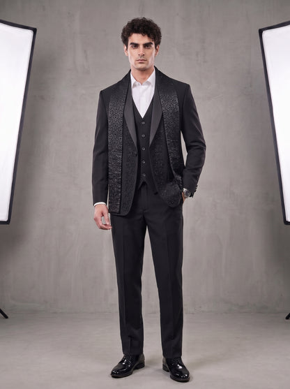 Club AK Men’s Premium Black Three Piece Tuxedo Suit