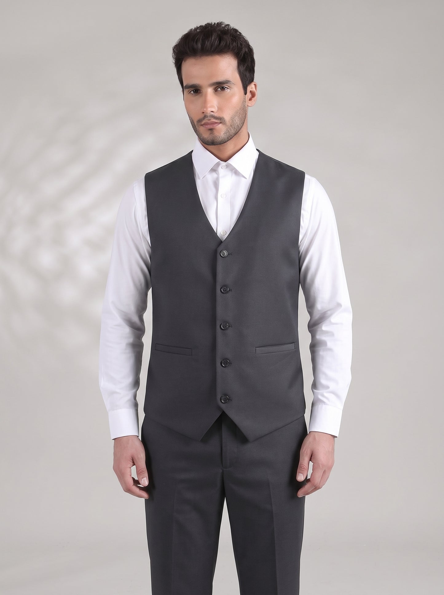 Club AK Men's Charcoal Grey Three Piece Suit